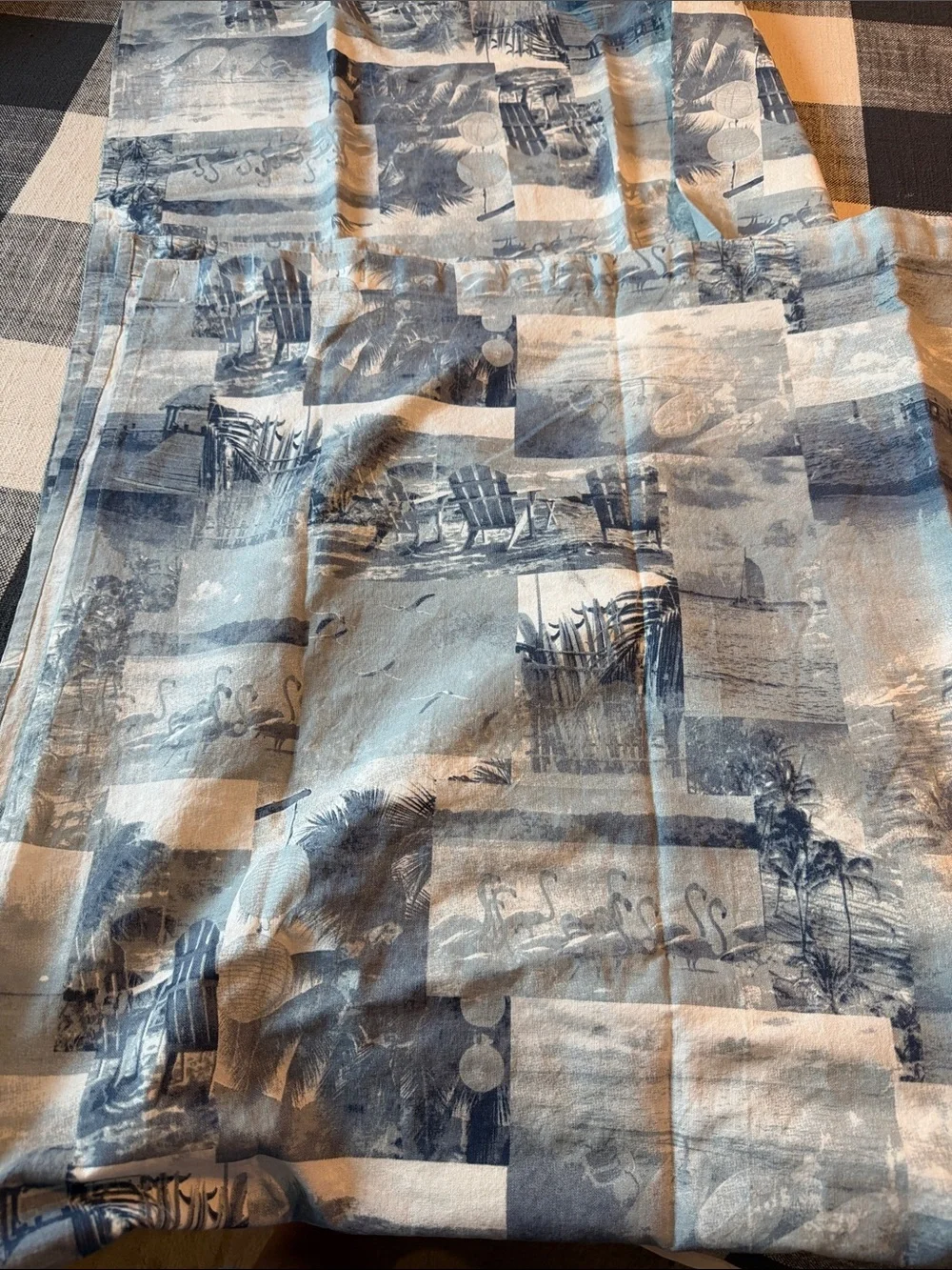 Tommy Bahama Coastal Patchwork Shower Curtain Panel in Blue and Cream